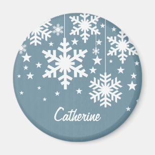 Snowflakes and Stars Magnet, Blue Magnet