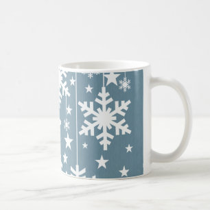 Snowflakes and Stars Mug, Blue Coffee Mug
