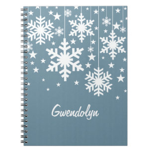 Snowflakes and Stars Notebook, Blue Notebook