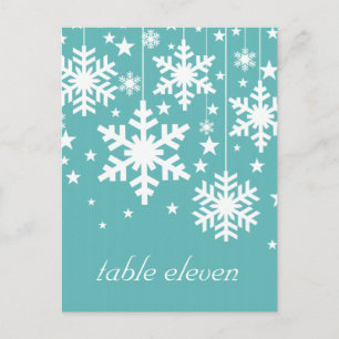 Snowflakes and Stars Table Postcard, Turquoise Postcard