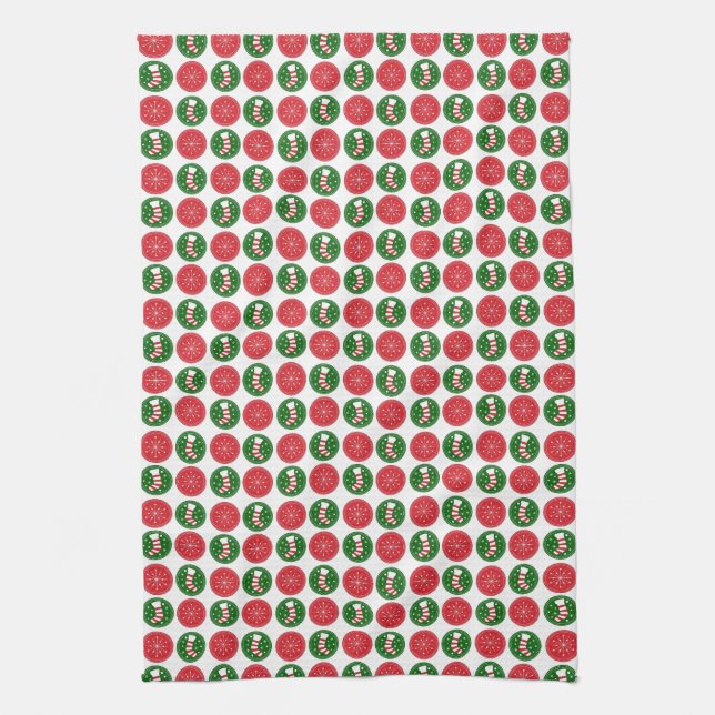 Snowflakes and Stockings Kitchen Towel (Vertical)