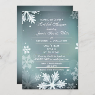Snowflakes Aqua Winter Bridal invitation