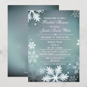 Snowflakes Aqua Winter Bridal shower invite