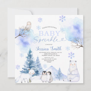 Snowflakes Arctic Animal Mountain  Baby Sprinkle Invitation