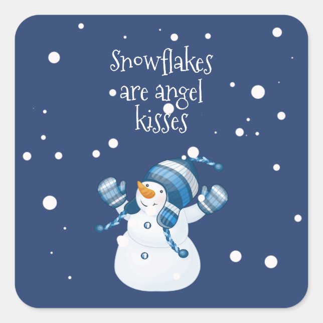 Snowflakes Are Angel Kisses Square Sticker (Front)