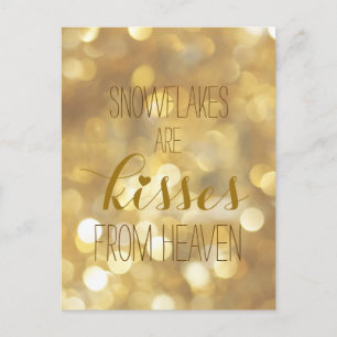 Snowflakes are kisses from heaven - Gold Glitter Postcard