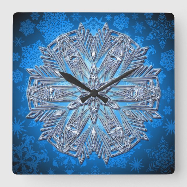 Snowflakes Art 13 Wall Clocks & Numeral Options (Front)