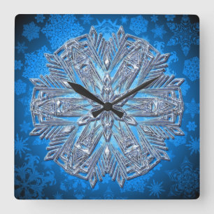 Snowflakes Art 13 Wall Clocks & Numeral Options