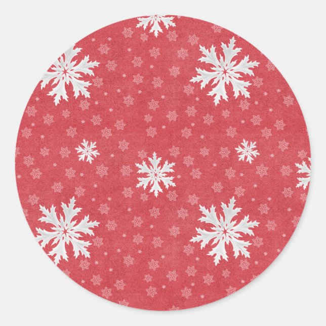 Snowflakes at Christmas Eve Invitation Classic Round Sticker (Front)