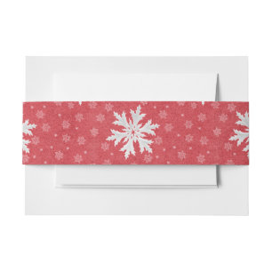 Snowflakes at Christmas Eve Invitation Napkins Tis Belly Band