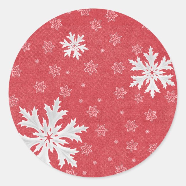 Snowflakes at Christmas Eve Postcard Classic Round Sticker (Front)