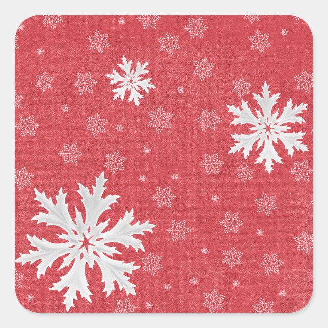Snowflakes at Christmas Eve Postcard Square Sticker (Front)
