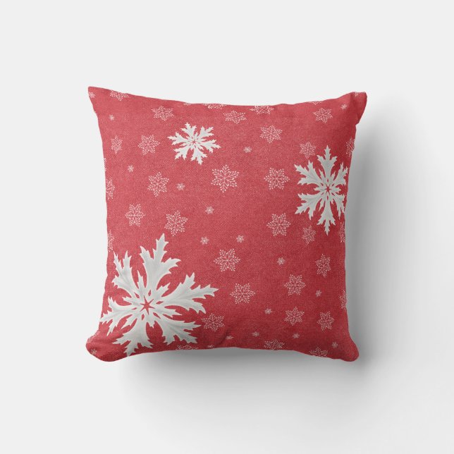 Snowflakes at Christmas Eve Postcard Throw Pillow (Front)