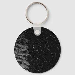 snowflakes at night  unique photograph keychain