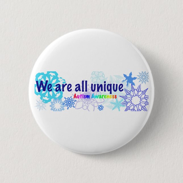 snowflakes_autism 2 inch round button (Front)