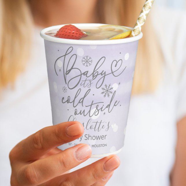 Snowflakes Baby It's Cold Outside Baby Shower Paper Cups (Creator Uploaded)