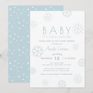 Snowflakes Baby Its Cold Outside Shower Invitation