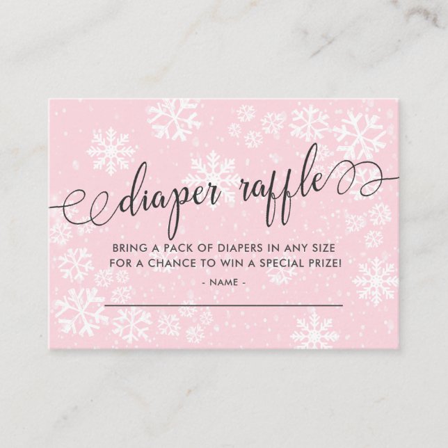 Snowflakes Baby Shower Diaper Raffle Ticket Enclosure Card (Front)
