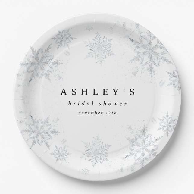 Snowflakes Baby Shower Paper Plate (Front)