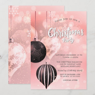 Snowflakes,Balls Red Christmas Company Invitation