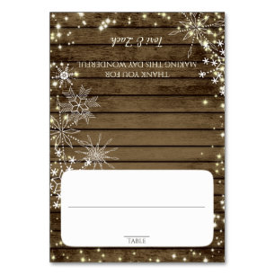 Snowflakes Barn Wood Seating Card