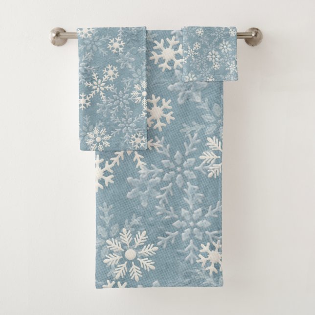 Snowflakes  bath towel set (Insitu)