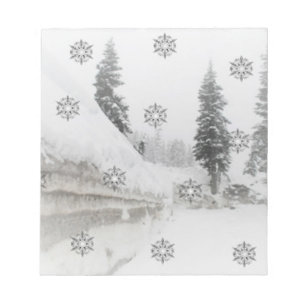 snowflakes black and white notepad