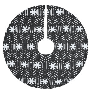 Snowflakes black and white pattern Christmas Brushed Polyester Tree Skirt