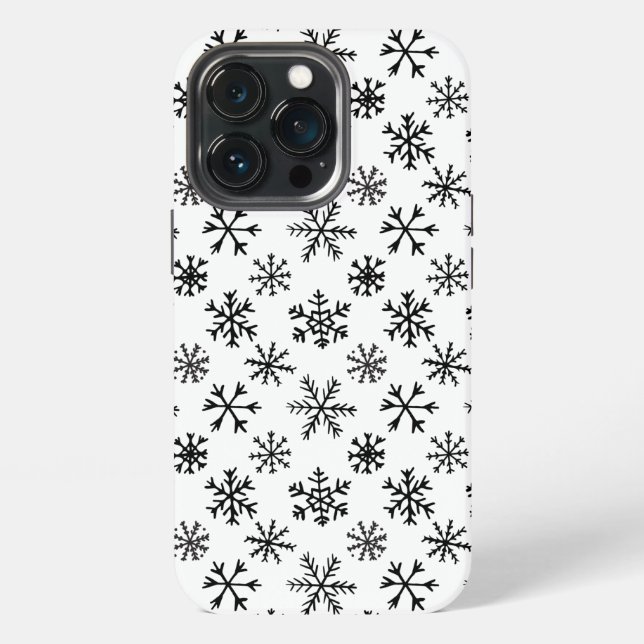 Snowflakes Black and White Pattern iPhone Case (Back)