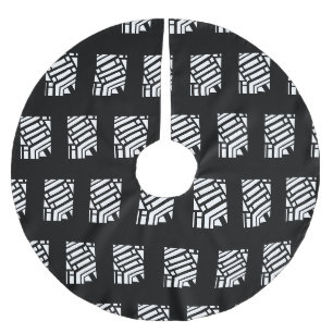 Snowflakes black & white Scandinavian Christmas Brushed Polyester Tree Skirt