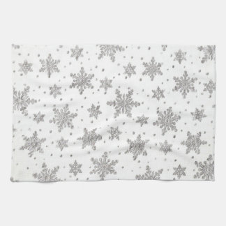 Snowflakes blanc Serviette de cuisine