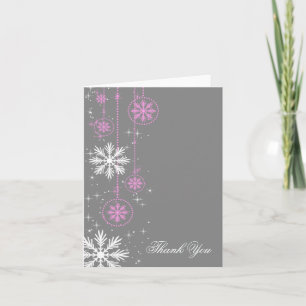 Snowflakes blancs sur Grey Merci Cartes de notes