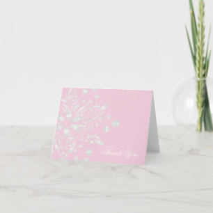 Snowflakes blancs sur Pink Merci Cartes de notes