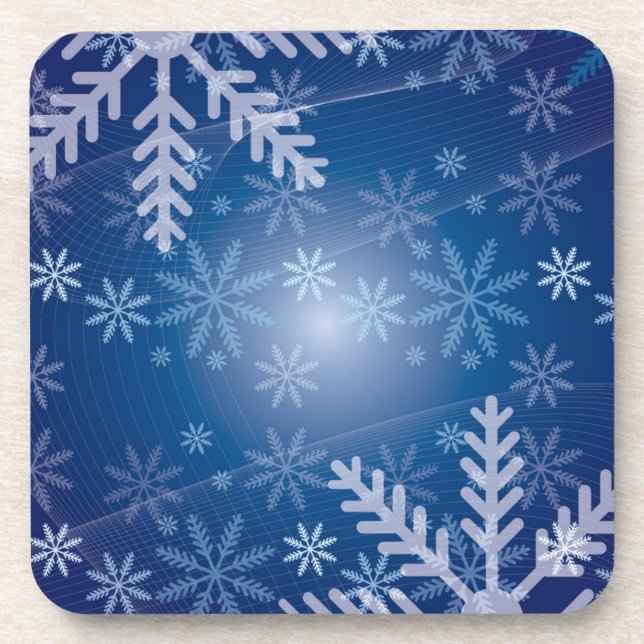 Snowflakes bleu Ensemble de Dessous de verre de li (Devant)