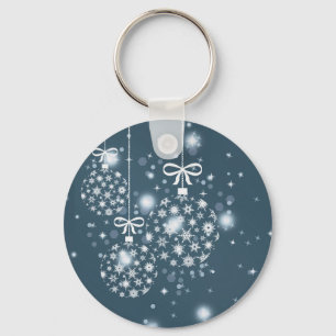 Snowflakes, blue and white, balloons keychain