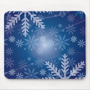 Snowflakes Blue Background Mousepad