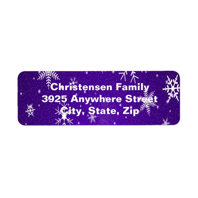 Snowflakes Blue Background Return Address Labels (Front)