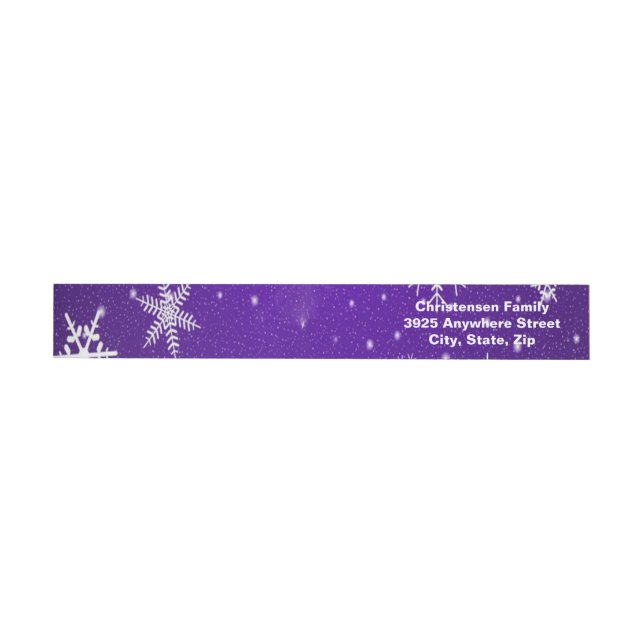 Snowflakes Blue Background Wrap Address Labels (Individual)