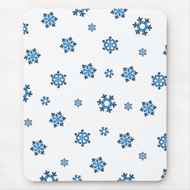 Snowflakes (Blue & Black) Mouse Pad (Front)