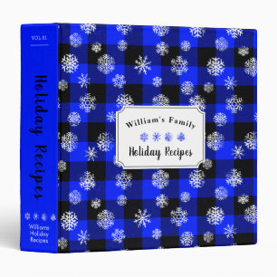 Snowflakes Blue Buffalo Plaid l Christmas Recipe Binder