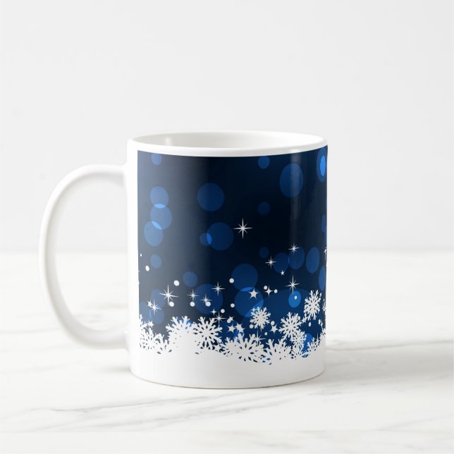 Snowflakes - Blue Coffee Mug (Left)