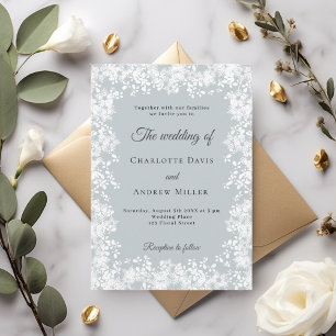 Snowflakes blue gray winter wedding invitation