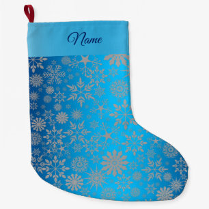 Snowflakes Blue Holiday Stocking