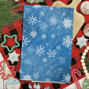 Snowflakes Blue Kitchen Towel