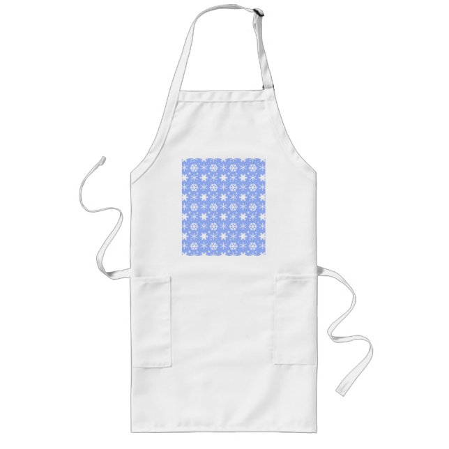 Snowflakes Blue Long Apron (Front)