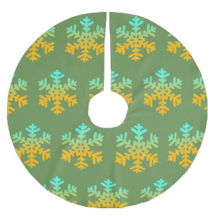 Snowflakes Blue Yellow Custom Tree Skirt