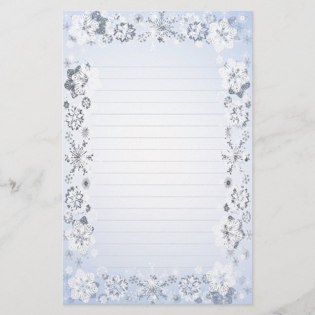 Snowflakes Border Lined Writing Paper (Front)