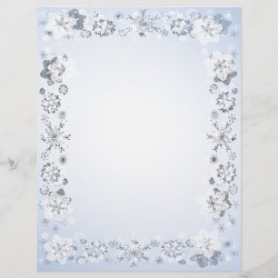 Snowflakes Border Unlined Writing Paper