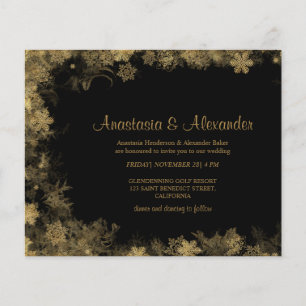 Snowflakes Budget Invitation to wedding ceremony.  Flyer