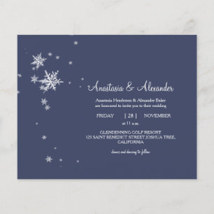 Snowflakes Budget Invitation to wedding ceremony.  Flyer
